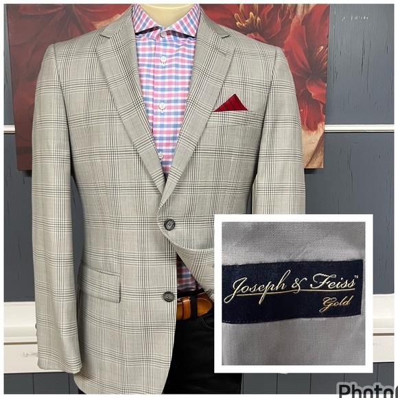 Joseph & Feiss Other - Joseph & Feiss Blazer Jacket Sport Coat Mens 40R Classic Fit Wool Polyester Gray
